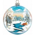 Gloriousgifts Holiday Splendor Glass Winter Fox Ball 35 in Glass Ornament GL301598